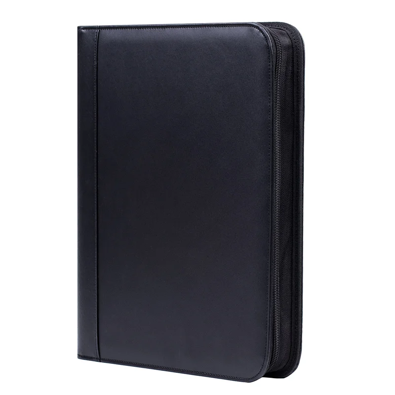 Resumes Documents Leather Folder Writing Pad Zipper Business 3 Ring Binder Padfolio Organizer Portfolio Binder for Men Women