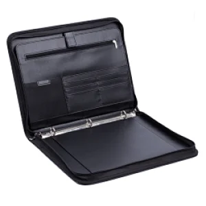 Resumes Documents Leather Folder Writing Pad Zipper Business 3 Ring Binder Padfolio Organizer Portfolio Binder for Men Women