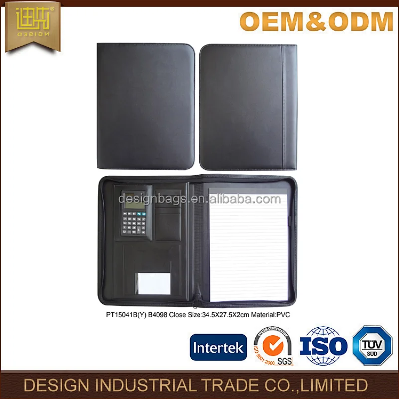A4 conference organiser manufacture PU leather portfolio file folder