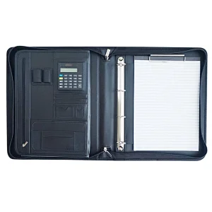 New product A4 size PU business men document file zipper portfolio folder bag ring binder