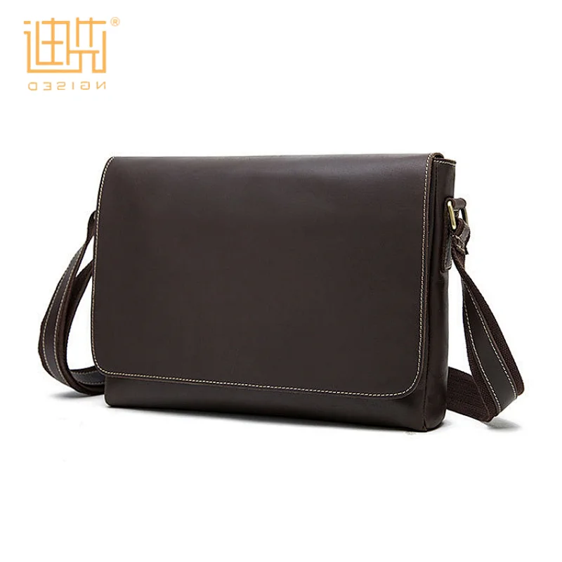 Customized coffee simple style cowhide leather business handbag for wholesale