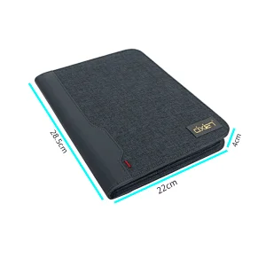 Leather Travel Conference Folder Executive Business Zippered Padfolio Portfolio with Writing Pad Tablet