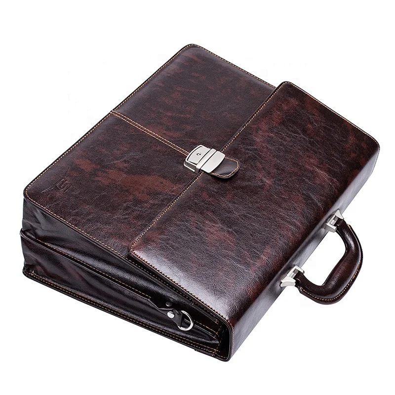 PU leather business bag fashion expandable briefcase for men