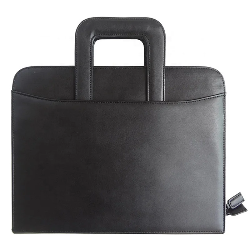 PU a4 leather custom man briefcase stationery menu stationery black file folder