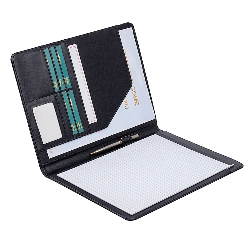 Business Card Holder Included Letter Sized Writing Pad Interview Legal Document Organizer portable Zipper Padfolio Portfolio