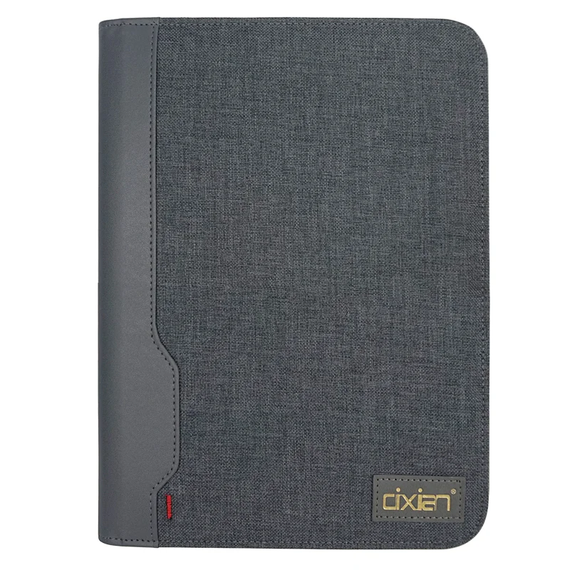 Leather Travel Conference Folder Executive Business Zippered Padfolio Portfolio with Writing Pad Tablet
