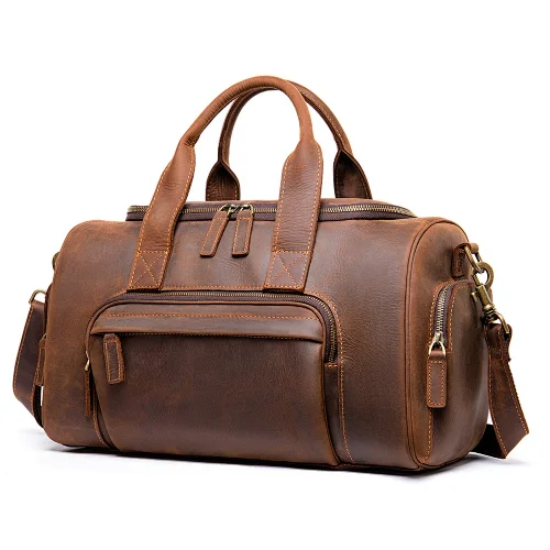 Westal vintage High Quality OEM Genuine Leather luggage  Men large computer Travel Bag