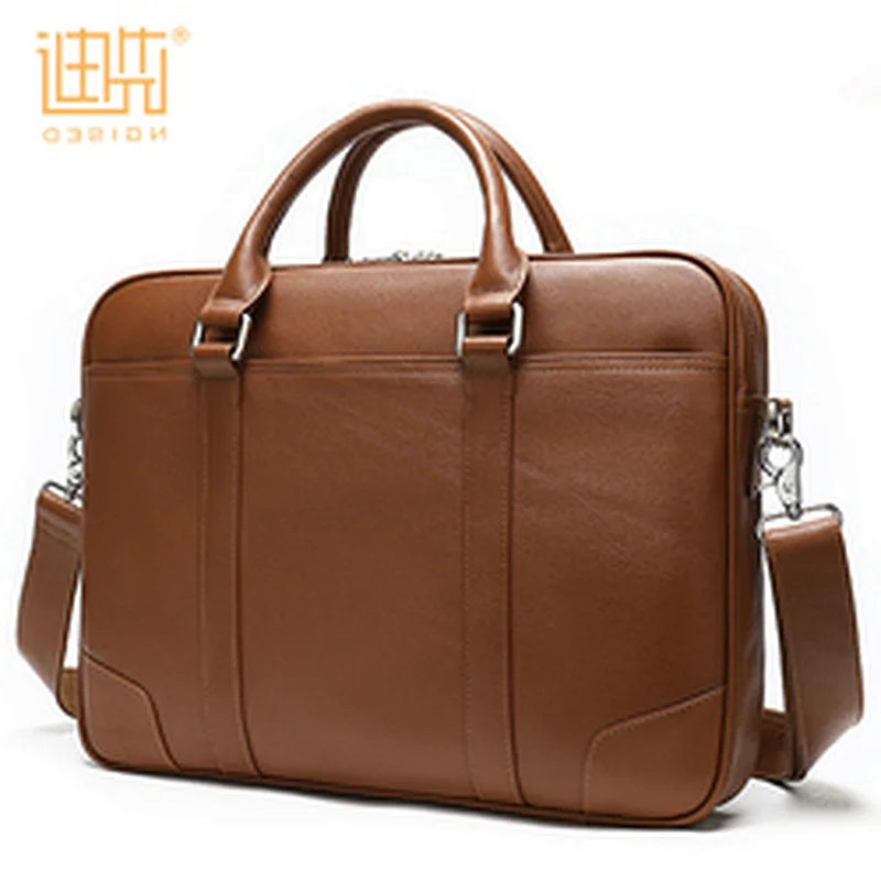 Vintage brown crazy horse hide genuine leather briefcase for men