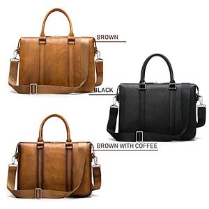 2021 high quality genuine cowhide leather conference business customized luxury mens retro briefcase