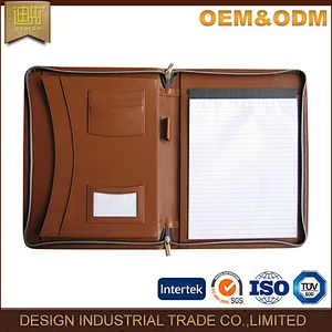 Travel new fashion custom business Promotion gift item blue leather portfolio diary set document pen holder zipper case