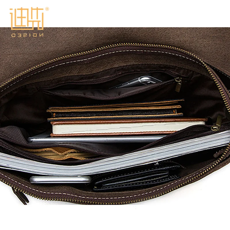 Customized coffee simple style cowhide leather business handbag for wholesale