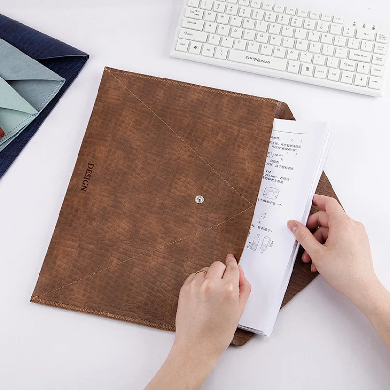 Cheap A4 Colorful PU Leather Stationery Envelope Bag Portfolio Document Folder Bag