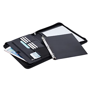 Resumes Documents Leather Folder Writing Pad Zipper Business 3 Ring Binder Padfolio Organizer Portfolio Binder for Men Women