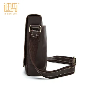Customized coffee simple style cowhide leather business handbag for wholesale