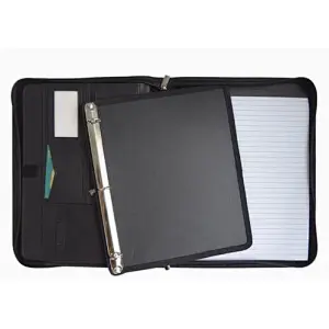 Ring Binder Portfolio with D handle and zipper pu portfolio bag