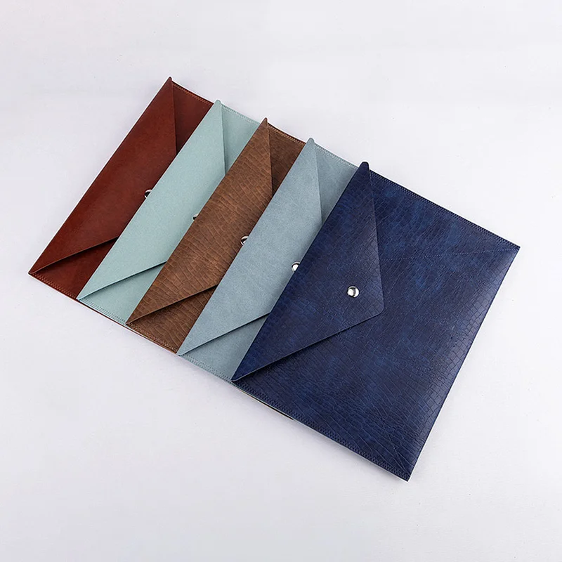 Cheap A4 Colorful PU Leather Stationery Envelope Bag Portfolio Document Folder Bag