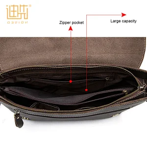 Customized coffee simple style cowhide leather business handbag for wholesale