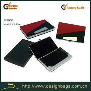 New arrival OEM leather metal business name credit card holder id card box