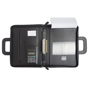 PU a4 leather custom man briefcase stationery menu stationery black file folder