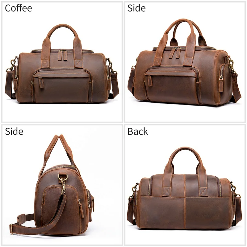 Westal vintage High Quality OEM Genuine Leather luggage  Men large computer Travel Bag