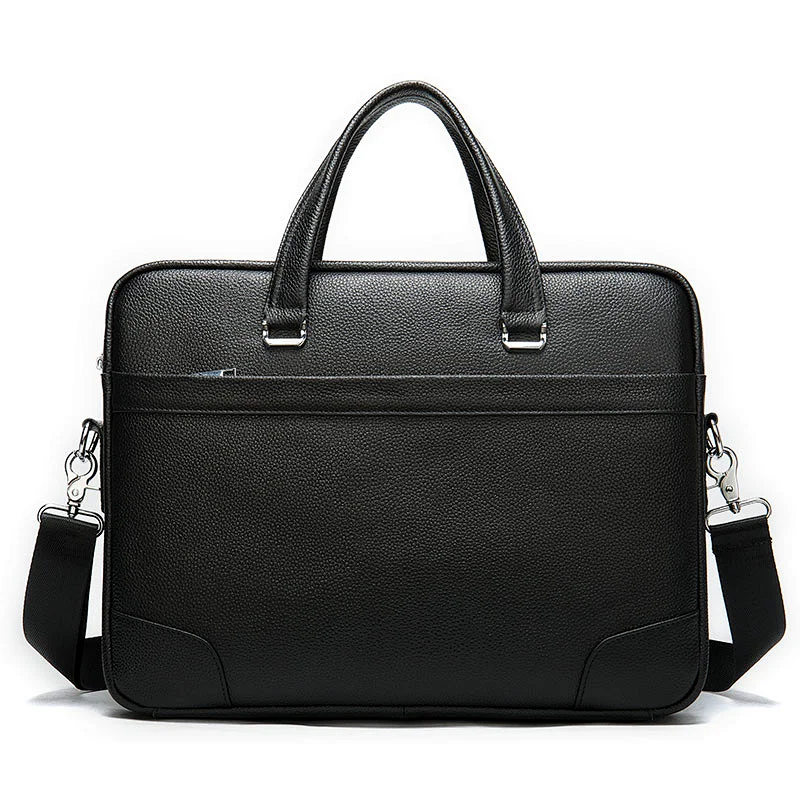 2020 manufacturer wholesale custom logo expandable black cowhide leather handbag briefcase for man