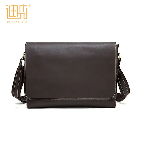 Customized coffee simple style cowhide leather business handbag for wholesale