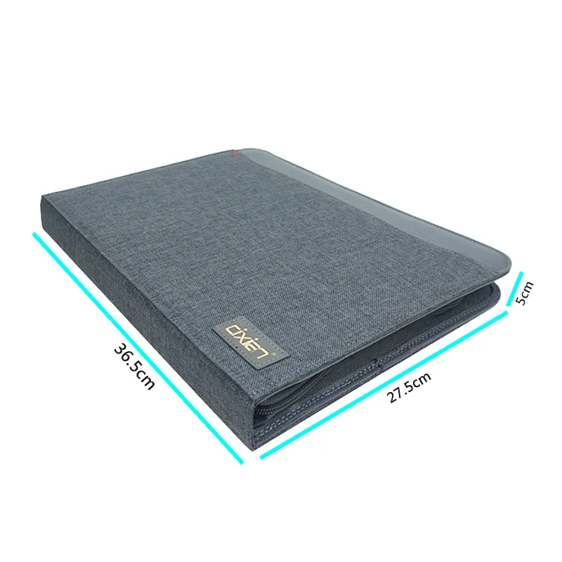 Men Women Zipper Business Notebook Tablets Notepads Resumes Documents Holder 2 Ring Binder Portfolio Organizer with Writing Pad
