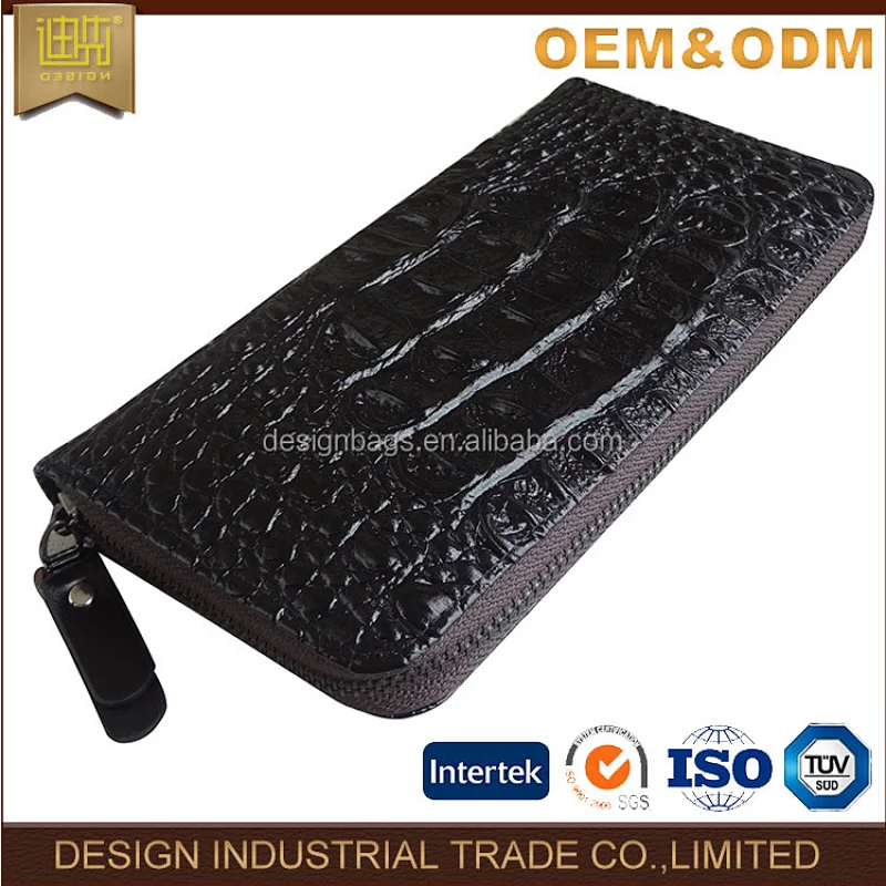 Wallet women design black leather long zipper wallet for fashion ladies