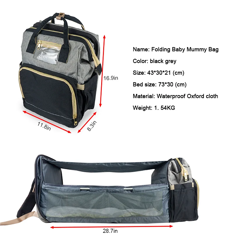 Multi-Functional Baby Portable Mummy Bag include Insulated Pocket 3 in 1 Diaper Bag Backpack Organizer with Changing Station