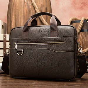Office Work Computer Shoulder Bag Business Travel Handbag Vintage Full Grain Leather Messenger Bag Leather Briefcase for Men