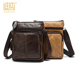 Wholesale Manufacturer Retro Casual Genuine Leather Men Crossbody  travel messenger bag For Cell Phone Wallet Passport