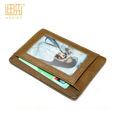 Factory Customized Wholesale Slim Leather Wallet Credit Card Case Sleeve Card Holder With ID Window