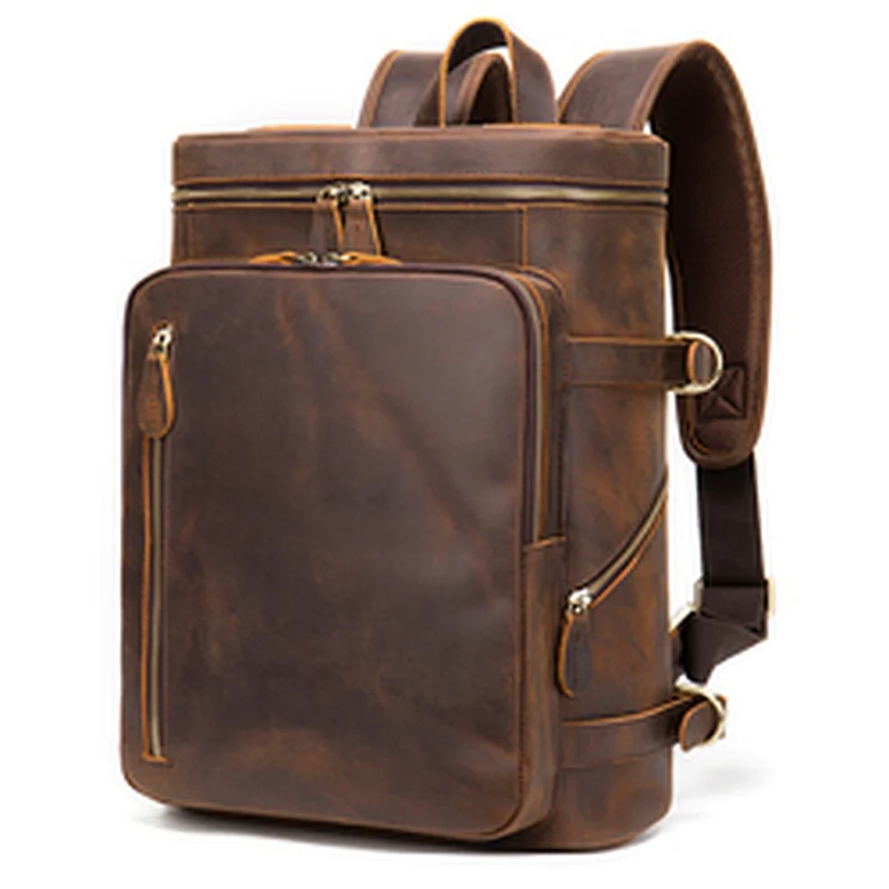 Vintage Casual Travel Work Bag Bookbag Handmade Business Full Grain Genuine Leather Backpack Bag