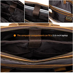 Cross Body Vintage Leather Computer Satchel Briefcase Laptop Case Business Travel Messenger Shoulder Bag For Men