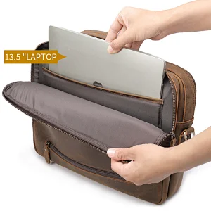 2022 Custom Large Capacity Laptop Bag Handbag Men Vintage Genuine Leather Briefcase