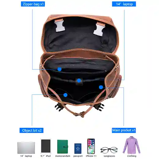 Mochila de cuero para hombre