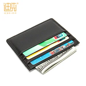 Custom logo business leather slim credit card holder RFID mens leather card holder