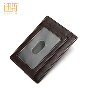 Factory Customized Wholesale Slim Leather Wallet Credit Card Case Sleeve Card Holder With ID Window