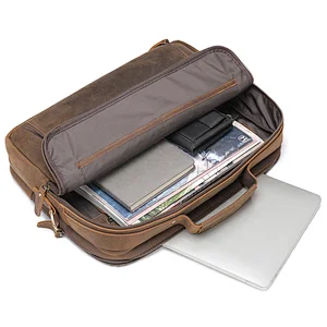2022 Custom Large Capacity Laptop Bag Handbag Men Vintage Genuine Leather Briefcase