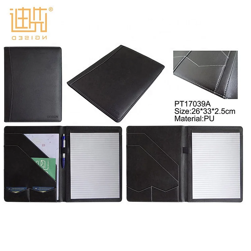 Latest Simple Design A4 Size Portfolio Folders Custom Logo Business Luxury PU Leather Portfolio