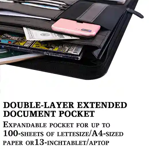 a4 leather zipper portfolio