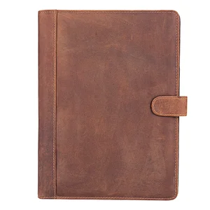 New Designer Vintage Handmade Multi Pocket Padfolio Folder Executive Professional Organizer Crazy Horse Leather Portfolio