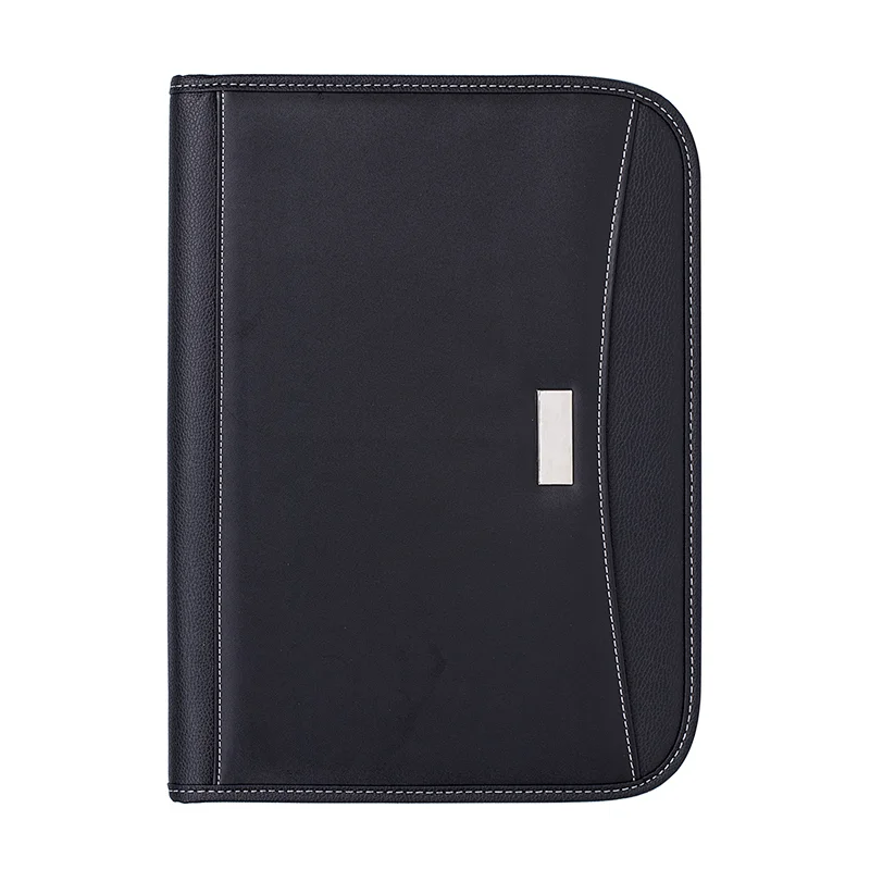 black classic vegan leather zipper padfolio folders portfolio designed for professional meetings and interviews