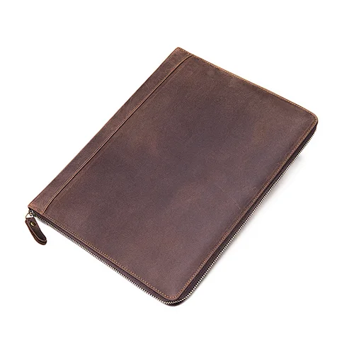 custom office supplies wholesale sales men women business slim crazy horse leather portfolio padfolio with tablet sleeve
