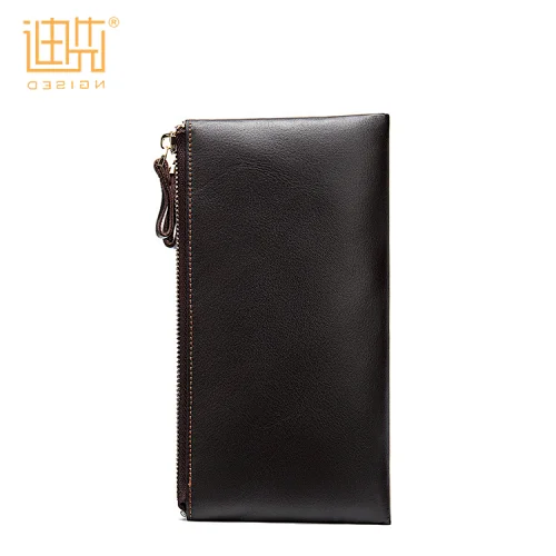 Vintage Promotional Cheap Cowhide Leather Zipper Long Wallet for Men
