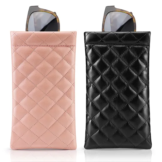 ISO BSCI High Quality Green Brand Eyeglasses Bag Soft Glasses Case Hot Pink Luxury PU Leather Mesh Pouches For Sunglasses