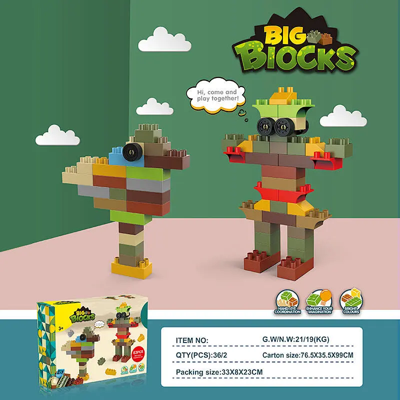 Kid Building Blocks DIY Toys 63 Pieces