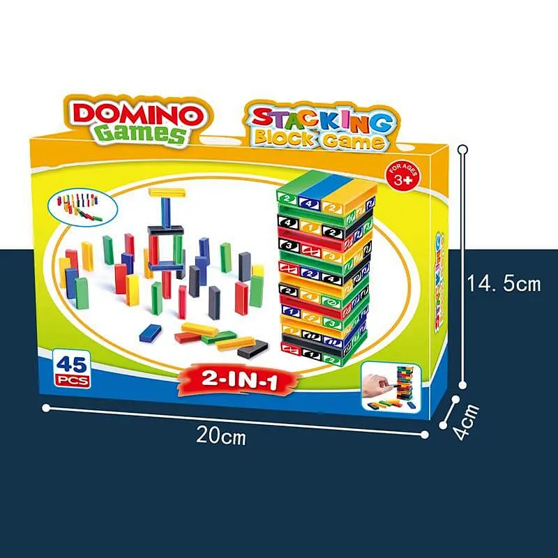 DOMINO Block Stacking Game 45 Pieces