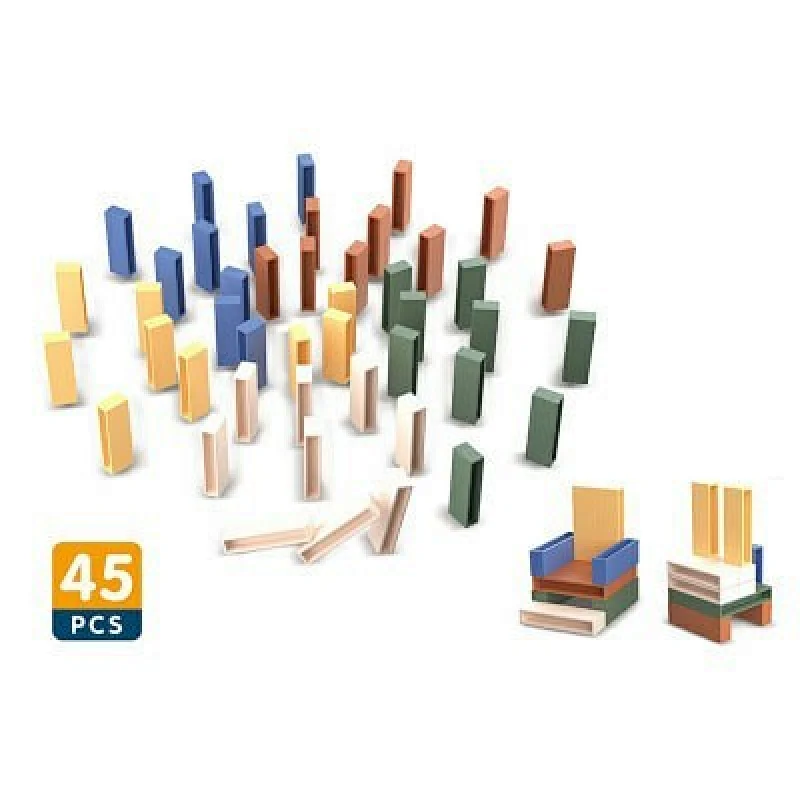 DOMINO Block Stacking Game 45 Pieces