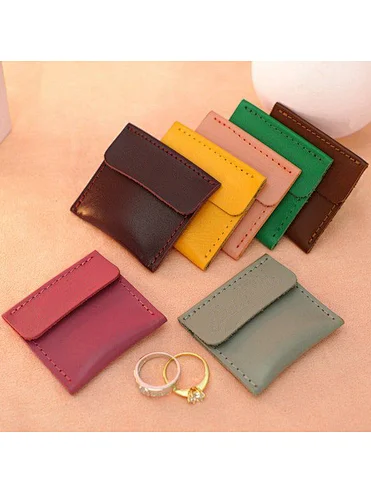 Wholesale storage envelope organizer gift luxury travel small pouch packaging custom leather jewelry bags